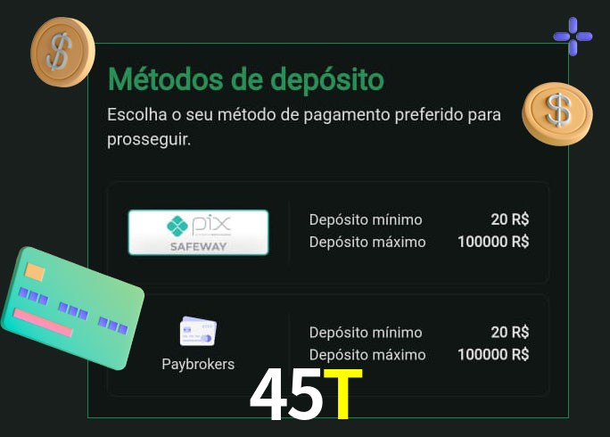 O cassino 45T oferece uma grande variedade de métodos de pagamento
